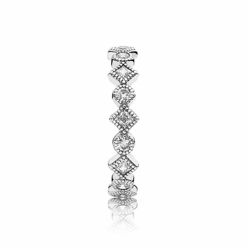 Pandora Australia AlluStackable Ring Brilliant Princess Stackable Ring - Sterling Silver | IXGAOR741